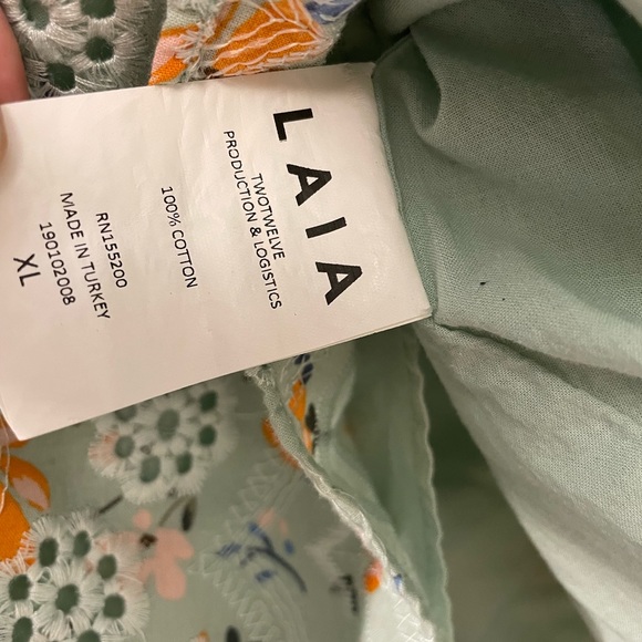 LAIA for Anthropologie embroidered bohemian ruffle puff sleeve floral top XL - Picture 6 of 13